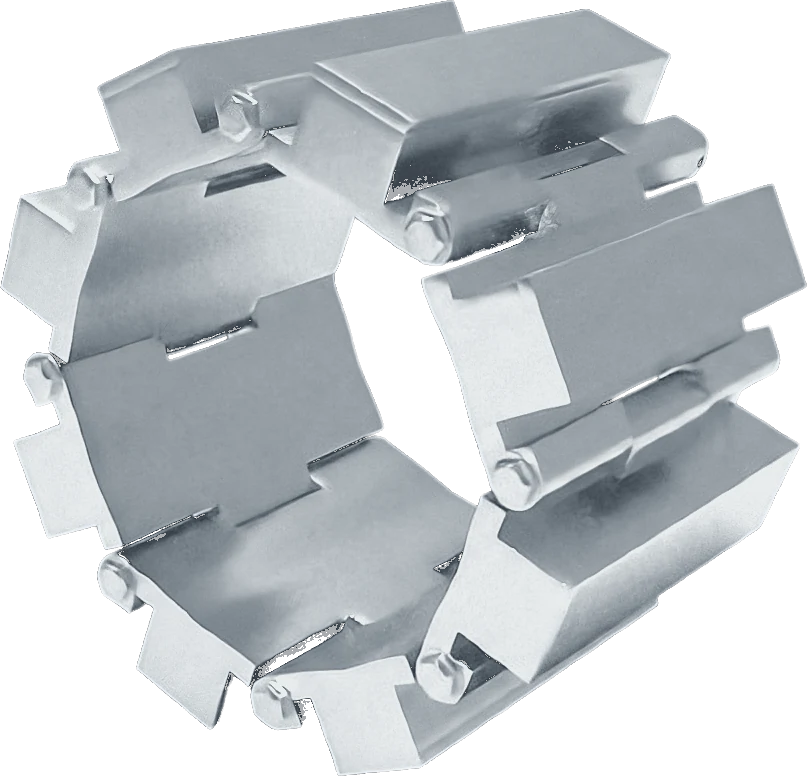 The HydroFlux bracelet: a ring of hinged magnetic links that clamps around a pipe